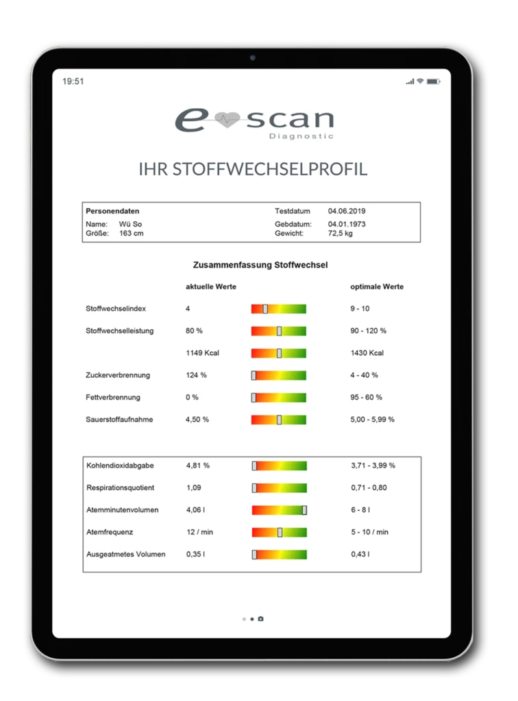 e-scan-stoffwechsel-profil - Praxis Grinshpan, Meerbusch Düsseldorf
